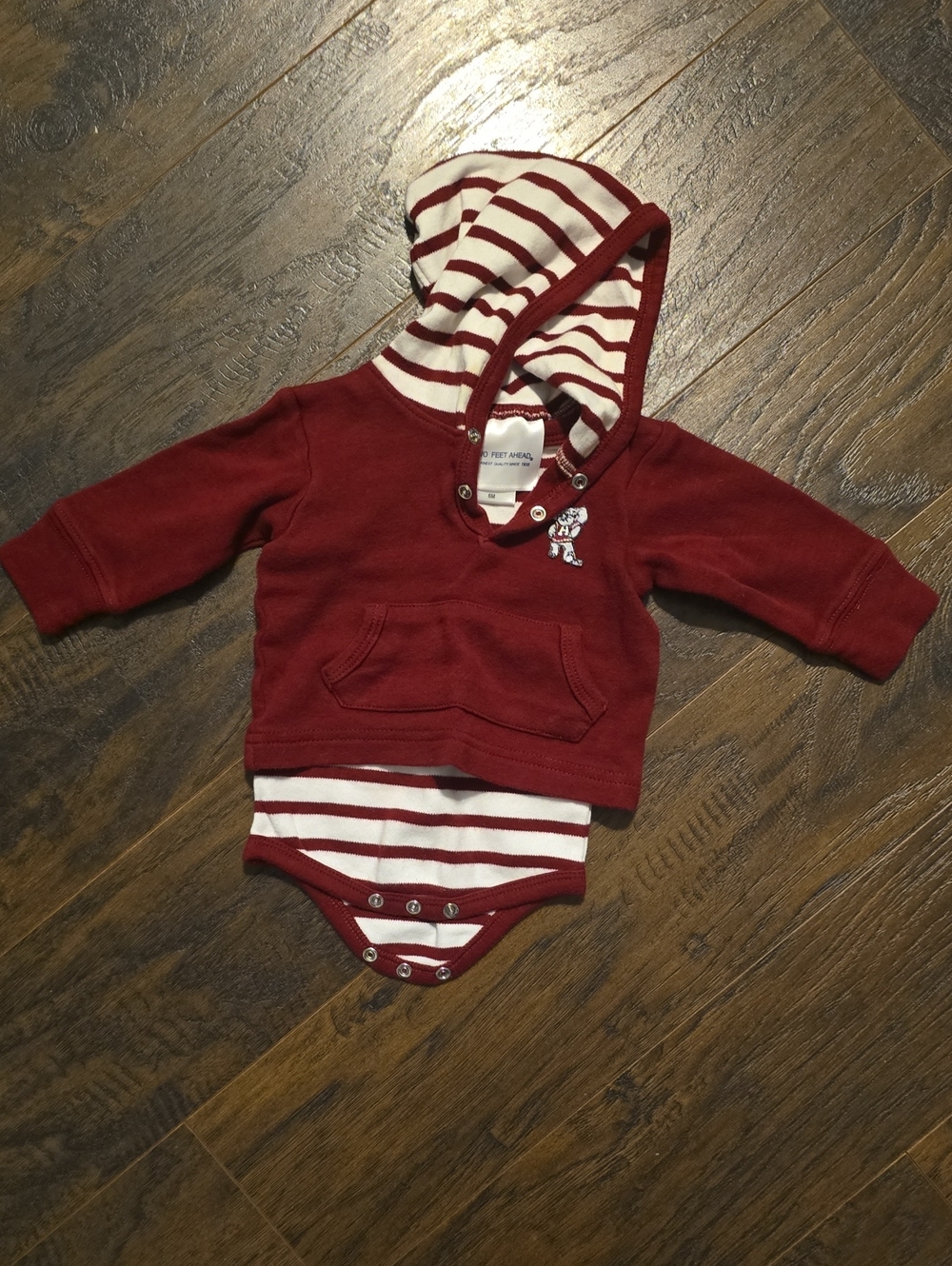 Alabama Striped Hooded Baby Bodysuit - 6 Months